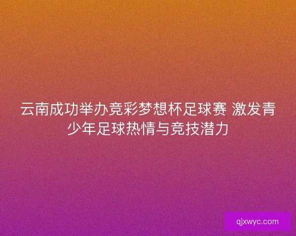 云南成功举办竞彩梦想杯足球赛 激发青少年足球热情与竞技潜力