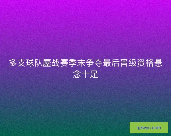 多支球队鏖战赛季末争夺最后晋级资格悬念十足