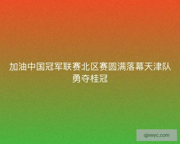 加油中国冠军联赛北区赛圆满落幕天津队勇夺桂冠